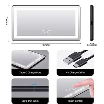 Car Sun Visor Vanity Mirror, 2 Pcs Rechargeable Makeup Mirror with 3 Light Modes & 60 LEDs - Dimmable Clip-on Rear View Sun-Shading Cosmetic Mirror, Universal for Car SUV Truck (Black)