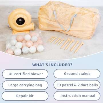 Bounceland Daydreamer Cloud Bounce House w/Ball Pit, Neutral Bouncer with Slide, 11.8 ft L x 6.9 ft W x 5.9 ft H, UL Blower Included, Basketball Hoop, 30 Pastel Plastic Balls, Trendy Bouncer for Kids