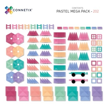 Connetix Pastel Mega Pack - 202 Creative Magnetic Tiles
