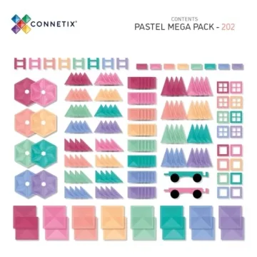 Connetix Pastel Mega Pack - 202 Creative Magnetic Tiles