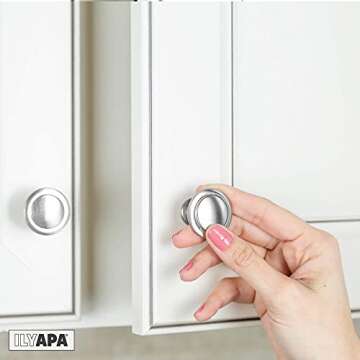 Ilyapa 25 Pack Satin Nickel 1 1/14 Inch Round Kitchen Cabinet Knobs, Round Drawer Knob for Cabinets Dressers Drawers - Satin Nickel Kitchen Cabinet Hardware