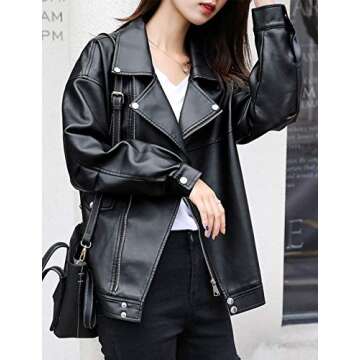 Sungtin Women's Faux Leather Biker Jacket - Eco-Friendly Style