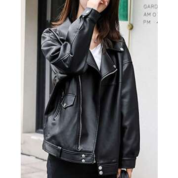 Sungtin Women's Faux Leather Biker Jacket - Eco-Friendly Style