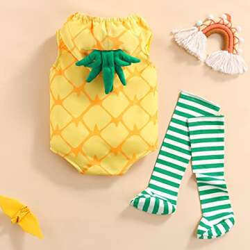 VISGOGO Toddler Infant Baby Boy Girl Avocado Pineapple Fruit Fancy Costume Hooded Romper Jumpsuit Legging 2Pcs Outfit