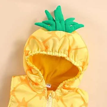 VISGOGO Toddler Infant Baby Boy Girl Avocado Pineapple Fruit Fancy Costume Hooded Romper Jumpsuit Legging 2Pcs Outfit