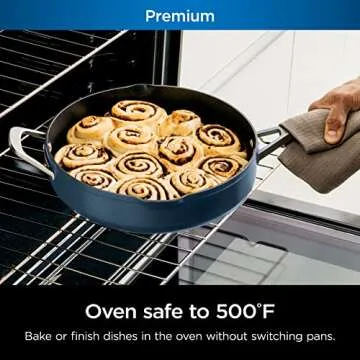 Ninja, Cookware, Steamer, Strainer Basket, Glass Lid and Spatula, Foodi NeverStick PossiblePan, Premium Set with 4-Quart Capacity Pan, Nonstick, Durable, Oven Safe Cookware, Cherry Tart, CW102BL