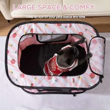 Portable Foldable Pet Playpen Collapsible Crates Kennel Playpen for Dog cat and Rabbit &Travel playpen Outdoor or Indoor (Small, Pink)