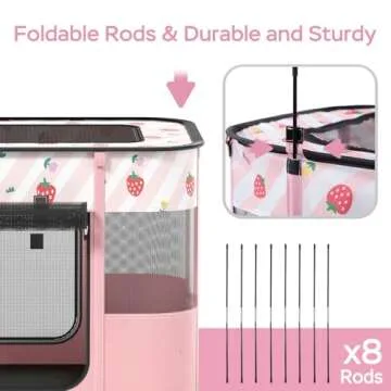 Portable Foldable Pet Playpen Collapsible Crates Kennel Playpen for Dog cat and Rabbit &Travel playpen Outdoor or Indoor (Small, Pink)