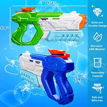Quanquer Water Gun for Kids Adults - 4 Pack Soaker Squirt Water Toy Gun with High Capacity Long Shoo...