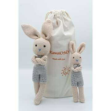 KawaiOnO Bunny Family, Bunny Son, Handmade Bunny Crochet Plushie Doll, Amigurumi Doll, Baby/Toddler Doll (Bunny Son)