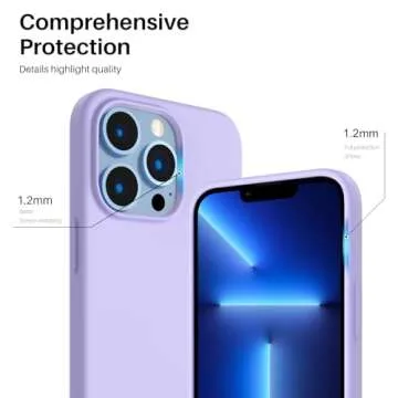 ORNARTO Compatible with iPhone 13 Pro Case 6.1, Slim Liquid Silicone 3 Layers Full Covered Soft Gel Rubber Case Cover 6.1 inch-Light Purple