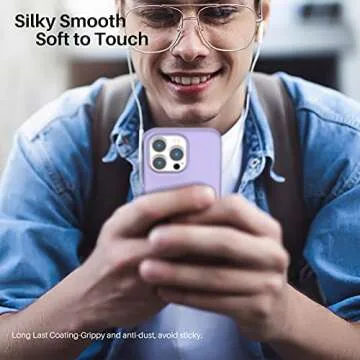 ORNARTO Compatible with iPhone 13 Pro Case 6.1, Slim Liquid Silicone 3 Layers Full Covered Soft Gel Rubber Case Cover 6.1 inch-Light Purple