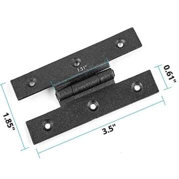 Renovators Supply Manufacturing Cabinet Hinge 3.5 In. Black Wrought Iron H Hinge With 1/4 In. Offset, Rust Resistant Hinge For Kitchen Cabinets With Hardware Pack Of 2