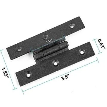 Renovators Supply Manufacturing Cabinet Hinge 3.5 In. Black Wrought Iron H Hinge With 1/4 In. Offset, Rust Resistant Hinge For Kitchen Cabinets With Hardware Pack Of 2