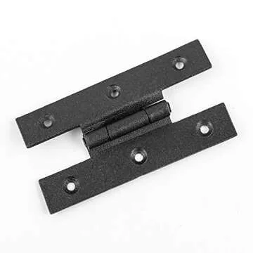 Renovators Supply Manufacturing Cabinet Hinge 3.5 In. Black Wrought Iron H Hinge With 1/4 In. Offset, Rust Resistant Hinge For Kitchen Cabinets With Hardware Pack Of 2