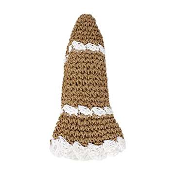 Minache Foldable Wide Brim Colorful Crochet Straw Hat Outdoor Sun Visor Hat UPF 50+ Summer for Women Girl， 07440 Khaki + White