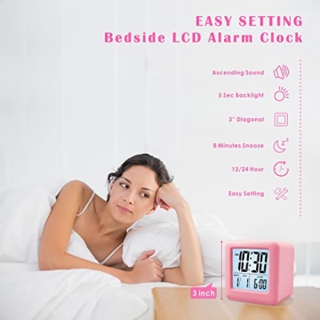 Plumeet Colorful Digital Alarm Clock with Snooze