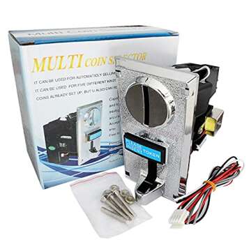 BLEE 6 Kinds Different Coins Selector Acceptor for Arcade Video Games Vending Machine Part and Coin-Operated Machines Support Multi Signal Output can Accept Token and Coin