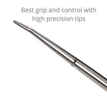Beaditive 6-inch Sewing Machine Tweezers Set (3-PC) Serrated Bent Tips | Professional Grade, High Precision | Stainless Steel