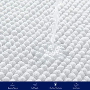 Subrtex Chenille Bath Rug Soft Plush Water Absorbent Mat