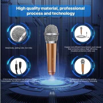 JeMii Mini Microphone,Tiny Microphone,Phone Microphone, Asmr Microphone,Mini Karaoke Microphone,forVoiceRecording Chatting and Singing on iPhone,Android,PC(Rose Gold)