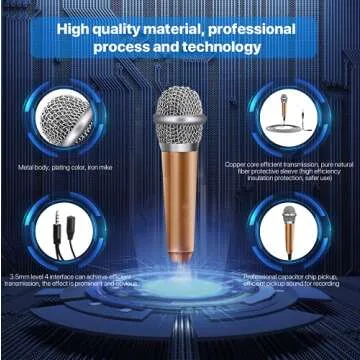 JeMii Mini Microphone,Tiny Microphone,Phone Microphone, Asmr Microphone,Mini Karaoke Microphone,forVoiceRecording Chatting and Singing on iPhone,Android,PC(Rose Gold)