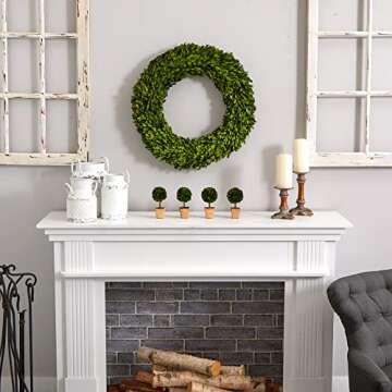 Nearly Natural 24in. Preserved Boxwood Wreath