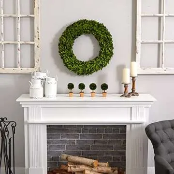 Nearly Natural 24in. Preserved Boxwood Wreath