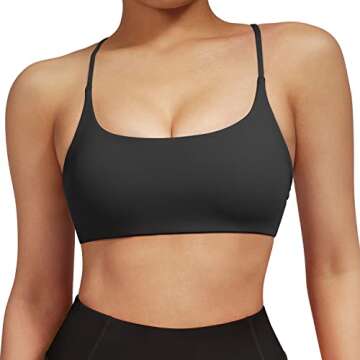 RUUHEE Women Backless Sports Bra Strappy Criss Cross Padded Workout Fitness Yoga Crop Bra(Medium,Bla...