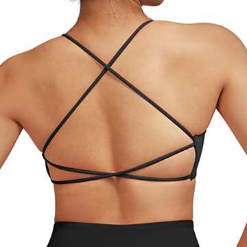 RUUHEE Women Backless Sports Bra Strappy Criss Cross Padded Workout Fitness Yoga Crop Bra(Medium,Black)
