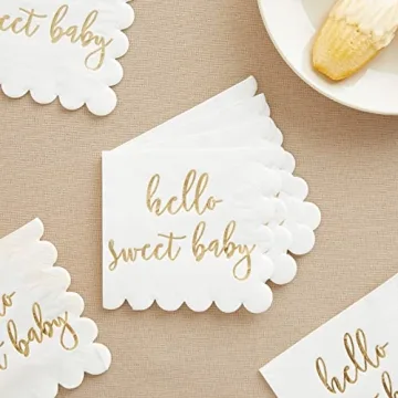 Elegant Baby Shower Napkins with Gold Foil Design