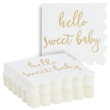 Elegant Baby Shower Napkins with Gold Foil Design