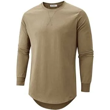 KLIEGOU Men's 100% Cotton Hipster Hip Hop Longline T-Shirt - Versatile Style and Comfort