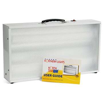 Alaska Northern Lights™ Northstar - 10,000-25,000 LUX UV Free Premium Light Therapy Lamp, Over 100K Sold, Low Glare, No Flickering, Vertical or Horizontal Orientation - US Based Company