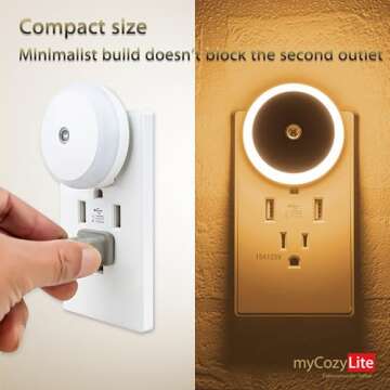 Night Light, 2 Pack, Warm Hue, Night Lights Plug into Wall, Dusk to Dawn Sensor, Auto Dimming, Plug in Night Lights for Kids, Adults, LED Night lights for Kitchen, Bathroom, Bedroom, Hallways