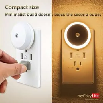 Night Light, 2 Pack, Warm Hue, Night Lights Plug into Wall, Dusk to Dawn Sensor, Auto Dimming, Plug in Night Lights for Kids, Adults, LED Night lights for Kitchen, Bathroom, Bedroom, Hallways