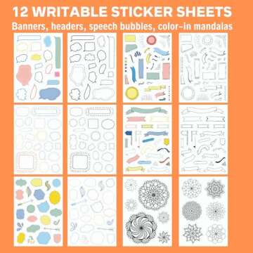 Ultimate Design Elements Planner Stickers Set - Value Pack of 24 Sheets - Clear Stickers, Banners, Arrows, Mandala Coloring - Cute Supplies and Accessories for Bullet Dotted Journals or Scrapbooking