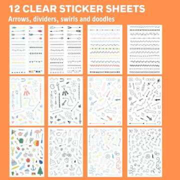 Ultimate Design Elements Planner Stickers Set - Value Pack of 24 Sheets - Clear Stickers, Banners, Arrows, Mandala Coloring - Cute Supplies and Accessories for Bullet Dotted Journals or Scrapbooking