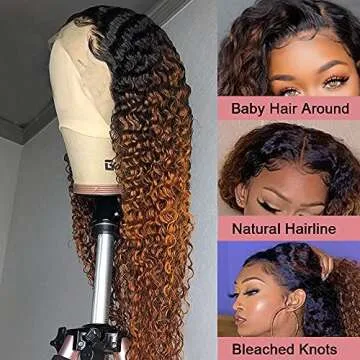 KADOYEE Highlight 13X1 Part Lace Wig Human Hair Ombre Highlight straight Lace Front Wig Human Hair with Pre Plucked Baby Hair Middle Part Lace Wigs for