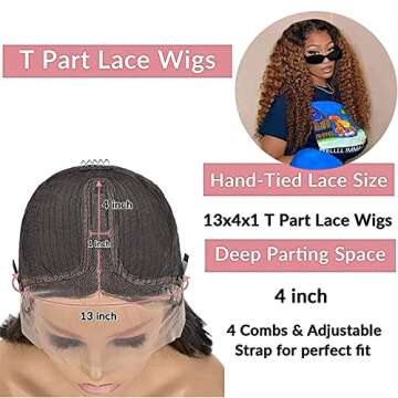 KADOYEE Highlight 13X1 Part Lace Wig Human Hair Ombre Highlight straight Lace Front Wig Human Hair with Pre Plucked Baby Hair Middle Part Lace Wigs for
