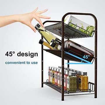 AULEDIO 3-Tier Adjustable Spice Rack for Kitchen Organization