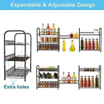 AULEDIO 3-Tier Adjustable Spice Rack for Kitchen Organization