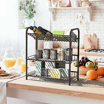 AULEDIO 3-Tier Adjustable Spice Rack for Kitchen Organization