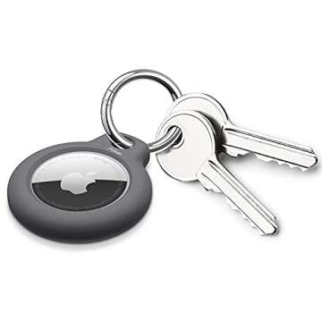 Ailun [2Pack] Hard PC Cover for AirTag,Shockproof Loop with Keychain Ring Holder Skin Protector Protective Case Tracker Finder Locator Anti-Lost ,Wear-Resistant Black