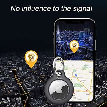 Ailun [2Pack] Hard PC Cover for AirTag,Shockproof Loop with Keychain Ring Holder Skin Protector Protective Case Tracker Finder Locator Anti-Lost ,Wear-Resistant Black