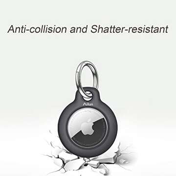 Ailun [2Pack] Hard PC Cover for AirTag,Shockproof Loop with Keychain Ring Holder Skin Protector Protective Case Tracker Finder Locator Anti-Lost ,Wear-Resistant Black