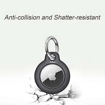 Ailun [2Pack] Hard PC Cover for AirTag,Shockproof Loop with Keychain Ring Holder Skin Protector Protective Case Tracker Finder Locator Anti-Lost ,Wear-Resistant Black