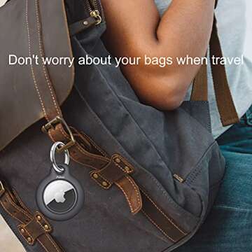 Ailun [2Pack] Hard PC Cover for AirTag,Shockproof Loop with Keychain Ring Holder Skin Protector Protective Case Tracker Finder Locator Anti-Lost ,Wear-Resistant Black