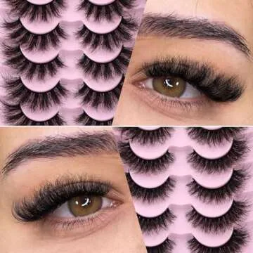 Newcally False Eyelashes Fluffy Wispy Faux Mink Lashes 8D Volume Long Cat Eye Lashes Dramatic 18MM 2...
