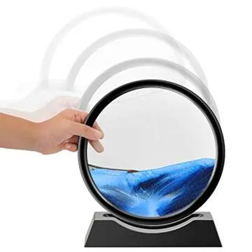 TKTM Liquid Motion Sandscape Round Moving Sand Art Sensory Toy Fidget Home Office Desktop Decoration (Blue, 7-in)